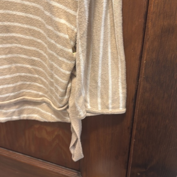 Michael Kors Women’s Tan White Stripe Pullover Sweater Ties On The Side - Picture 5 of 12